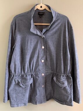 Lane Bryant Slate Gray Utility Jacket with Snap Front
